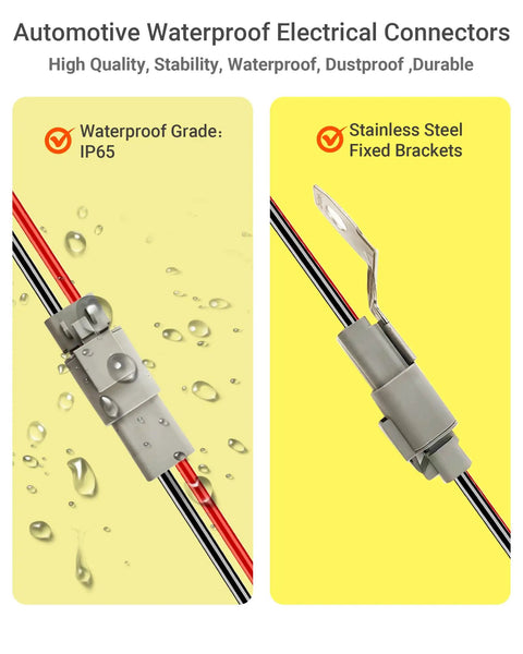 10 AWG 2 Pin DTP Connector Kit 2 Way Automotive Waterproof Electrical Connectors Heavy Duty For Car Truck Boat LED
