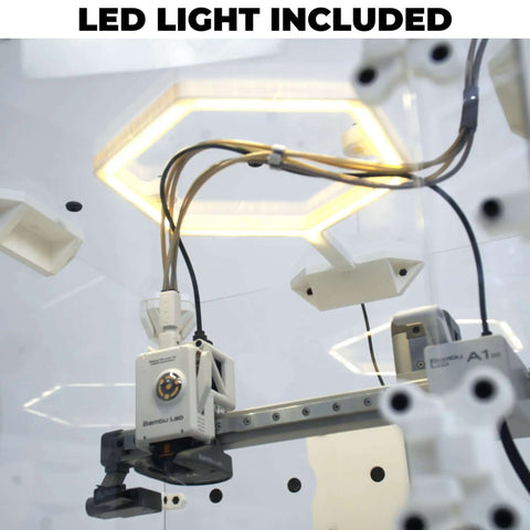 Enclosure Kit With LED Light For 3D Printers Made To Fit Bambu Lab A1 Mini Prusa MK4 Mini And Ikea Lack Table interior view