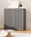 Beefy Outdoor Storage Cabinet With Doors And Shelf Grey Weatherproof HDPE Resin Box For Patio Garden Balcony 34 by 15 by 36 Inches