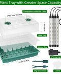 Seed Starter Tray With Grow Light And Digital Controller 80 Cell Germination Kit With Humidity Dome, components shown.