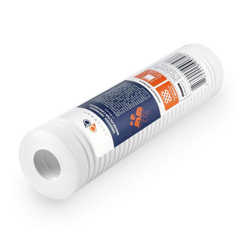 1 Micron Grooved Sediment Filter Cartridge 10 X 2.5 for Whole House Water Filtration High Surface Area PP Grooved Design