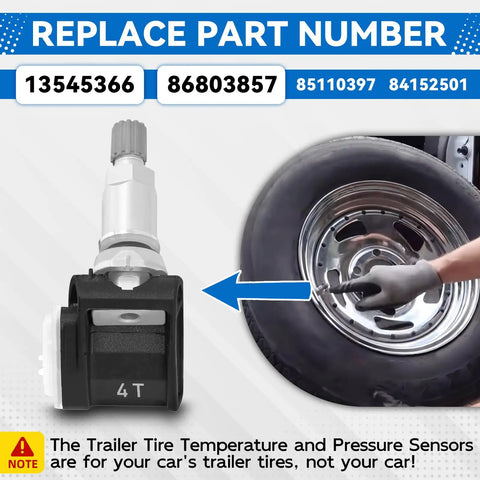 Plug N Play Tire Pressure Sensor Module For Chevy Silverado Gmc Sierra Heavy Duty Trucks And Travel Trailers showing installation on truck tire.
