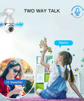 2K 3MP Light Bulb Security Camera With 360 Degree View, Wireless Two Way Audio, scene showing a child talking to parent via camera