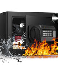 Compact Fireproof Safe For Home Use With Digital Keypad 1.2 Cu Ft Removable Shelf showing fire and water resistance