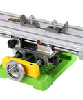 Boss Grade Milling Machine Worktable with Cross Slide and Compound Drilling Slide, adjustable X and Y axis, aluminum construction, green base