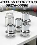 Beefy Anti Theft Wheel Lock Lug Nuts, M12 X 1.5 Chrome Plated Security Fasteners With Custom Cut Key, Four Piece Set.