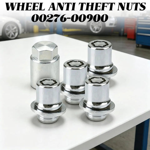 Beefy Anti Theft Wheel Lock Lug Nuts, M12 X 1.5 Chrome Plated Security Fasteners With Custom Cut Key, Four Piece Set.