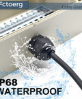 Waterproof Cable Glands 2 Pack Nylon PA66 with rubber seal, IP68 rating, installed on a panel showing water resistance, black finish