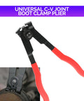 CV Boot Clamp Tool Kit For Cars And Auto Repair Pliers Set with red handle and black clamping mechanism, focusing on pliers detail.