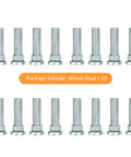 Hella Tough 16 Piece Wheel Studs Kit With Zinc Plated Finish For Polaris Ranger Sportsman RZR ACE And Utility ATVs 400 500 570 800 Off Road Upgrade Hardware, displayed in a set of 16.