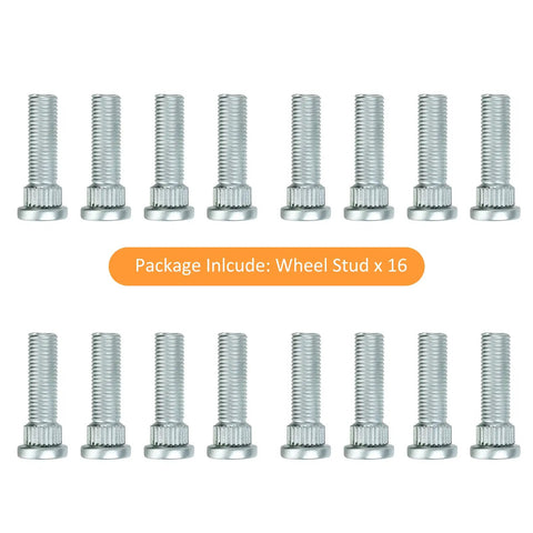 Hella Tough 16 Piece Wheel Studs Kit With Zinc Plated Finish For Polaris Ranger Sportsman RZR ACE And Utility ATVs 400 500 570 800 Off Road Upgrade Hardware, displayed in a set of 16.