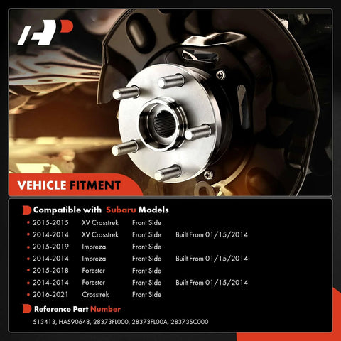 Front Wheel Bearing And Hub Assembly 5-Lug Fit For Subaru Forester 2014-2018, Impreza 2014-2019, Crosstrek 2016-2021, XV Crosstrek 2014-2015