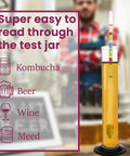 Glass Triple Scale Hydrometer Kit For Testing Specific Gravity Brix And ABV In Wine Beer Mead And Kombucha With Microfiber Cloth And Storage Case Aimed At Homebrew Enthusiasts Of All Skill Levels, in test jar