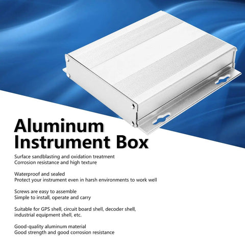 Rugged Aluminum Alloy Project Enclosure With Sandblasted Oxidized Shell For Electronic Power Boards, Decoders, GPS And Industrial Equipment - Lightweight, Strong Housing, Measures 27 X 131 X 130 Mm., aluminum instrument box with mounting flanges