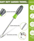 11.5 Inch Dandelion Weeder Puller Tool With Soft Grip Handle Stainless Steel Two Pronged Weeding Fork showing ergonomic handle design