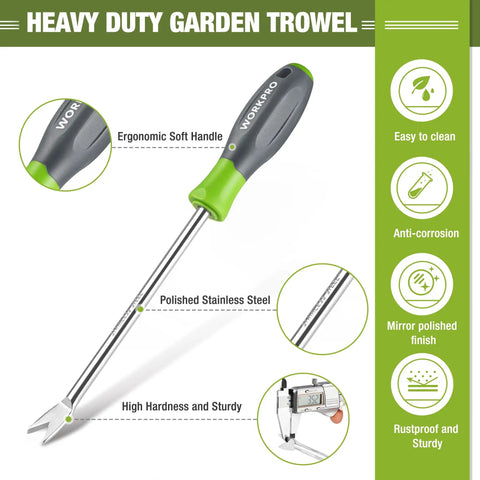 11.5 Inch Dandelion Weeder Puller Tool With Soft Grip Handle Stainless Steel Two Pronged Weeding Fork showing ergonomic handle design