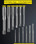 Drill And Tap Set Kit Metric HSS Taps M2 To M16 With Matching Jobber Length Drill Bits 24 Pcs For Metalworking DIY Projects