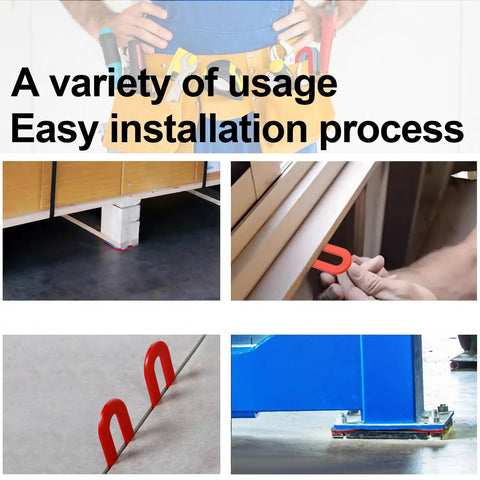 Shop Approved 30 Pcs Auto Lift Leveling Shim Kit for 2 Post and 4 Post Hoists displayed in various installation contexts.