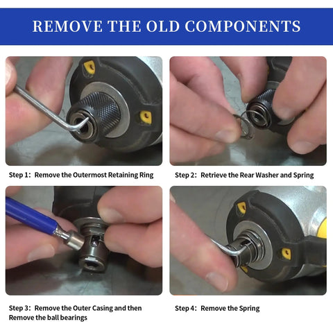 Steps for replacing parts with 2-Pack Spring Kit With Steel Ball For DCF885 DCF886 DCF805 Impact Driver Replacement Parts