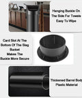 Heavy Duty White Coffee Grounds Storage Bin With Removable Base For Espresso Prep ABS Plastic Matte Finish, showing details of the hanging buckle and card slot.