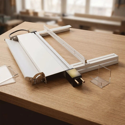 Reliable 110V Acrylic Bending Machine With Dual Water Cooling Strip Heater For Pvc Plastic Sheets on a wooden table.