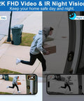 Person running with a package captured by a Wireless Doorbell Camera With 180 Degree Full Body View No Subscription Required 2K HD Live View Two Way Talk Battery Powered Video Doorbell With Chime Motion Alerts Works With Alexa And Google Assistant 2 4G WiFi during day and night view