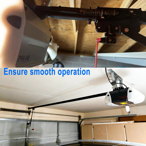 Plug And Play Tensioner Assembly With Bolt And Master Links For Chamberlain LiftMaster Garage Door Opener Spring Replacement Fits 41B4103 41C5141 Hassle Free Fix, showing installation in garage opener.