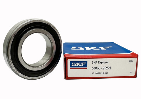 6006-2RS Deep Groove Ball Bearing 30x55x13mm with box, double rubber sealed, for machinery, motors, conveyors, and industrial use.