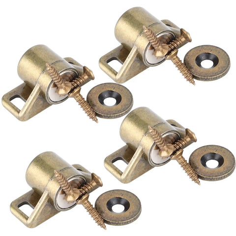 Vintage Magnetic Door Catch Set 4 Pieces Zinc Alloy Hardware for Cabinets and Wardrobes Green Bronze Finish Durable Easy Install