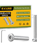 Kickass 1/4-20 X 2-1/2 Flat Head Hex Socket Cap Screws, 25 Pack 304 Stainless Steel, hex key included for projects.