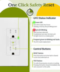 15 Amp GFCI Outlet with Self Test and LED Indicator Electrical Tamper Resistant Receptacle showing reset and test buttons with LED lights.