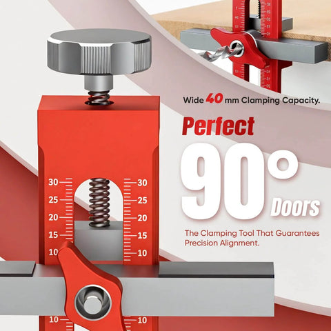 Must Have 3 In 1 Cabinet Door Mounting Jig With Support Base, adjustable tool displayed with precision alignment.