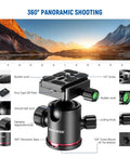 Top Tier Carbon Fiber Camera Tripod And Monopod Travel Stand with 360° panoramic base and Arca type QR plate