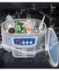 Powerful 628 Ml Ultrasonic Cleaner For Jewelry, Glasses And Circuit Boards With 30W Motor showcasing cleaning bath with assorted items.