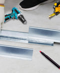 Heavy Duty Garage Door Strut Connector Reinforcement Kit, 2 Pack 2Ft Each, tools on concrete floor ready for installation