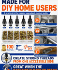 Heavy Duty Head Rivet Nut Tool Kit With 100 Assorted M3 M4 M5 M6 M8 Threaded Inserts for DIY metal repairs