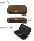 Brown Shockproof Eva Hard Case Travel Cord Organizer Pouch Bag For Universal External Hdd displayed with dimensions and open design.