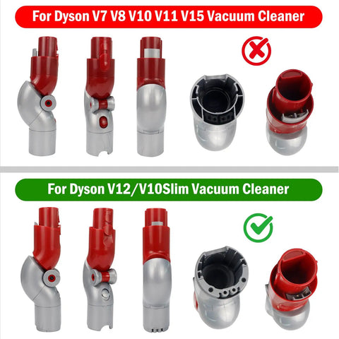 Bottom Quick Release Bend Adapter For V10Slim And V12 Digital Slim Vacuum Cleaners product image with compatibility guide.