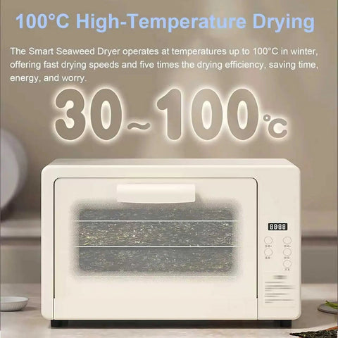 Heavy Duty Smart Seaweed Dryer Slick Stainless Steel Food Dehydrator with LED display and high-temperature settings.
