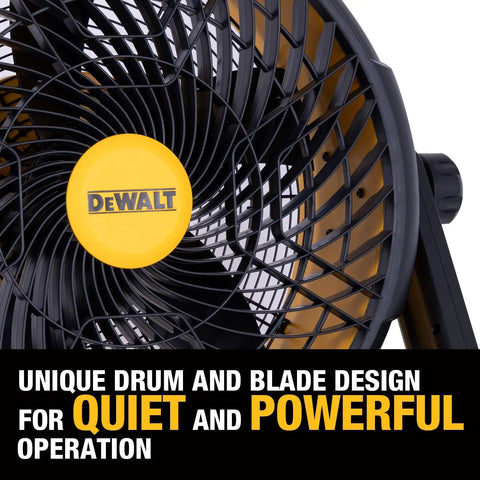 Close-up of Beefy Industrial High Velocity Floor Fan With AC DC Dual Power, 18 Inch Barrel