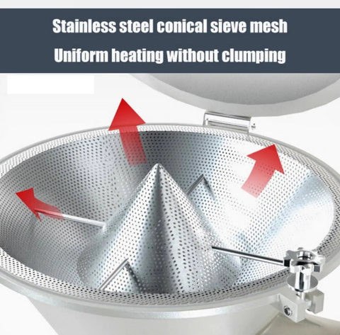 Reliable Workhorse Heavy Duty Plastic Hopper Dryer Machine With 15Kg Capacity Stainless Steel Body showing conical sieve mesh for uniform heating.