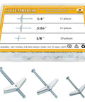 Heavy Duty Toggle Bolts And Wing Nut Set For Drywall Hanging One Eighth Inch Three Sixteenth Inch And One Quarter Inch Sizes Zinc Plated Carbon Steel For Rust Resistance Collapsible Design Includes 48 Pieces For Shelves Mirrors And TVs, 48-piece kit