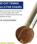 PreCut Tennis Ball Furniture Glides For Chairs And Tables Brown 200 Count on metal chair leg, chocolate brown color, innovative design.
