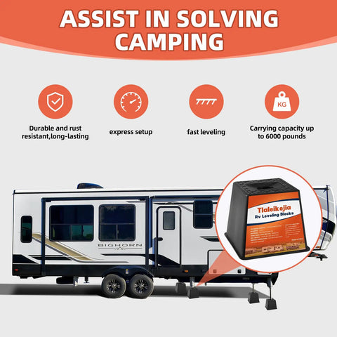Stackable Rv Leveling Blocks Set Of 4 6000 Lbs Badass Load Rating Polypropylene Camper Jack Wedge with features and RV.