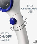 Close-up of white Sink Hose Sprayer Attachment with on/off switch, part of the Faucet Extender and Hair Washing Hose for Kitchen and Bathroom