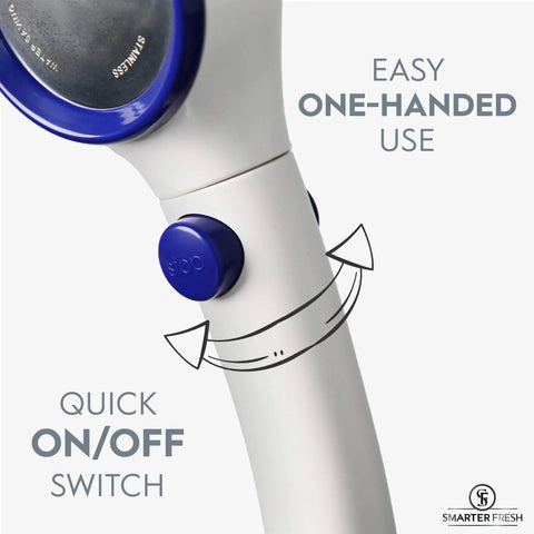 Close-up of white Sink Hose Sprayer Attachment with on/off switch, part of the Faucet Extender and Hair Washing Hose for Kitchen and Bathroom