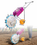 Walk Behind Single Wheel Seed Planter With Large Capacity Seed And Fertilizer Box, Transparent Hopper in field