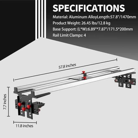 Specifications of Router Sled For Flat Slabs Portable And Adjustable Beastly Slab Flattening Jig With A 57.8 Inch Guide Rail System