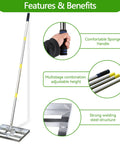 Heavy Duty Lawn Leveling Rake With 17x10 Inch Head And 5 Foot Adjustable Stainless Steel Handle, rustproof yard tool features.