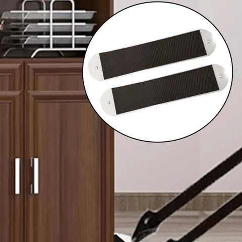 Heavy Duty Furniture Gliders For Carpet That Let You Move Couches, Fridges And Heavy Gear Super Easy While Protecting Floor From Scratches And Wear Without Mess, shown on a cabinet.